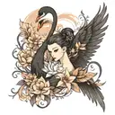 Black swan elegant tattoo design idea