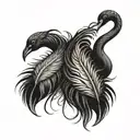 Black swan feathers elegant tattoo design idea