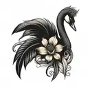 Black swan feathers elegant tattoo design idea