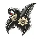 Black swan feathers elegant tattoo design idea
