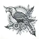 Sunflower and Eagle Feather  tattoo design idea