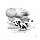 ufo stealing cow from farm tattoo design idea