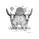 ufo stealing cow from farm tattoo design idea