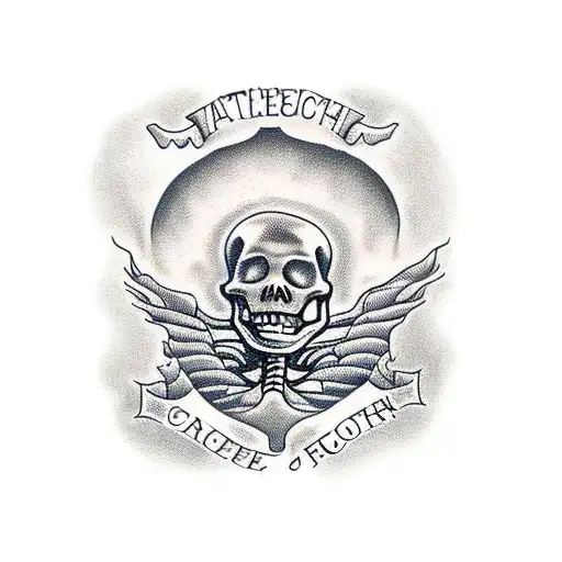 skeleton throat tattoo design idea