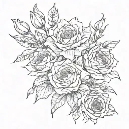  roses, tulips, lilies and sunflowers intertwined tattoo design idea