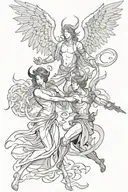 angel and demons fighting tattoo design idea