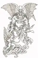 angel and demons fighting tattoo design idea