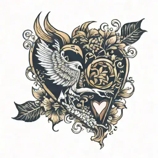 I need a  tattoo for 2 people but same 1 hand Alina Another hand Rabin with heart bet tattoo design idea