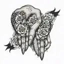 I need a  tattoo for 2 people but same 1 hand Alina Another hand Rabin with heart bet tattoo design idea