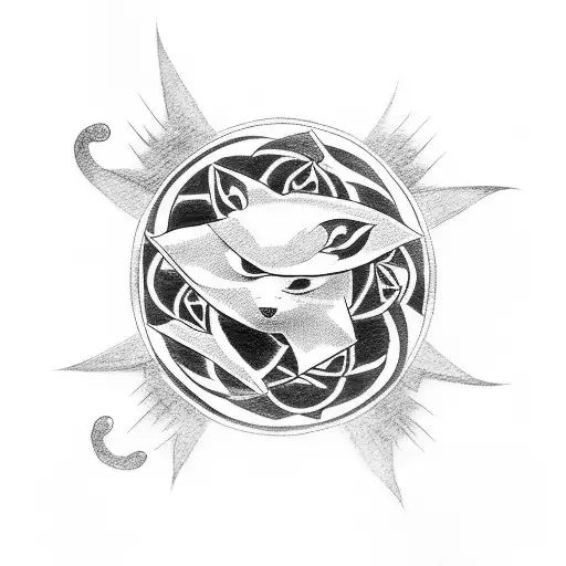 ANBU Symbol with itachis monegekyo sharingan in the middle  surrounded by crows tattoo design idea