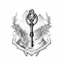 skeleton key with Forrest and Beach tattoo design idea