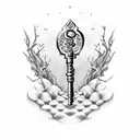 skeleton key with Forrest and Beach tattoo design idea