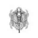 skeleton key with Forrest and Beach tattoo design idea
