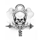 skeleton key with Forrest and Beach tattoo design idea