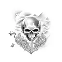 skeleton key with Forrest and Beach tattoo design idea