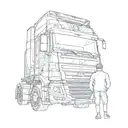 man standing in front of truck  tattoo design idea