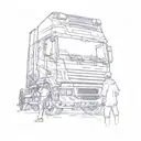 man standing in front of truck  tattoo design idea