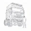 man standing in front of truck  tattoo design idea