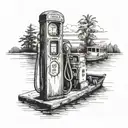 old gas pump on a boat dock tattoo design idea
