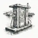 old gas pump on a boat dock tattoo design idea