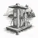 old gas pump on a boat dock tattoo design idea