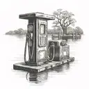old gas pump on a boat dock tattoo design idea