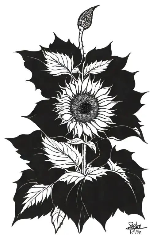 sunflower  tattoo design idea