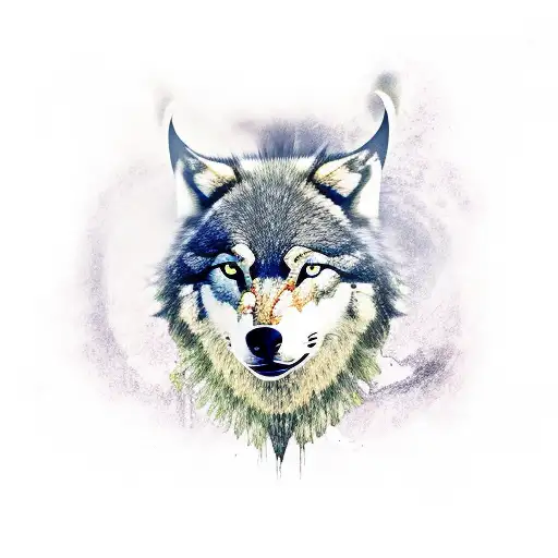 viking campus with wolf skull tattoo design idea