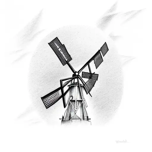 Windmill with "Y'all Life" tattoo design idea