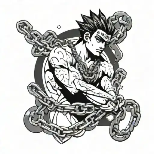 jojo bizarre adventure and chains wrapped tattoo design idea