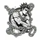 jojo bizarre adventure and chains wrapped tattoo design idea