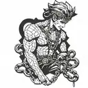 jojo bizarre adventure and chains wrapped tattoo design idea