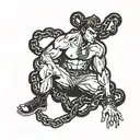 jojo bizarre adventure and chains wrapped tattoo design idea