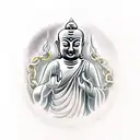 budha holding a broken chain with each hand tattoo design idea