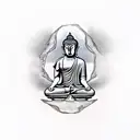 budha holding a broken chain with each hand tattoo design idea