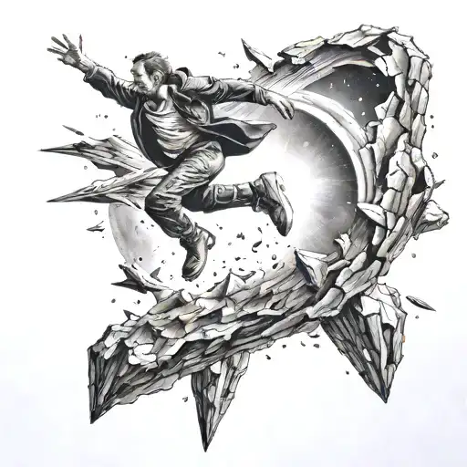 A man falling out of the sky like a meteor show tattoo design idea