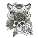 tiger rose and skull tattoo design idea