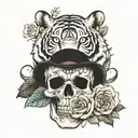 tiger rose and skull tattoo design idea