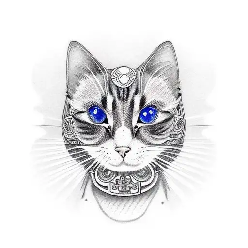 minimalist schrodinger's cat tattoo design idea