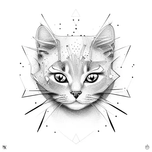 minimalist schrodinger's cat tattoo design idea