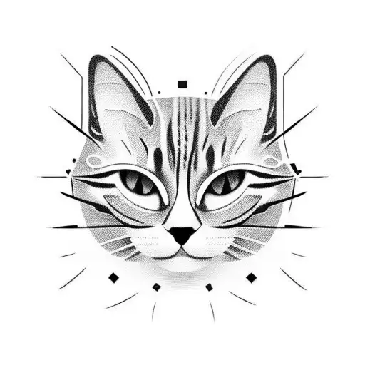 minimalist schrodinger's cat tattoo design idea