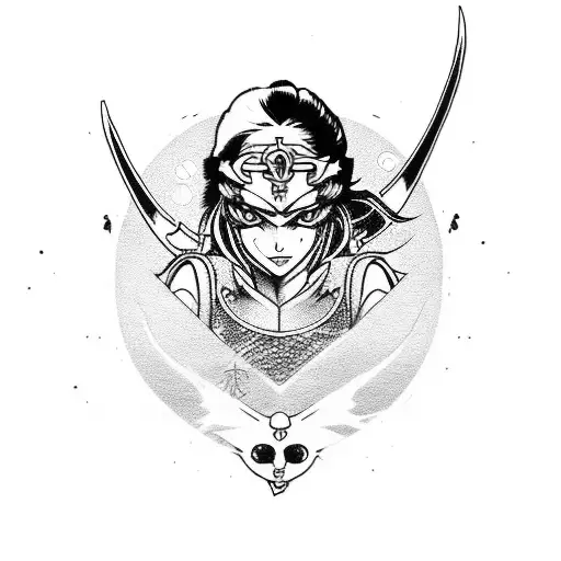 sailor moon ninja com dragão nas costas  tattoo design idea