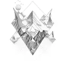 mix between mountains and ocean tattoo design idea