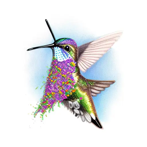 Hummingbird, Heather, Flowers tattoo design idea