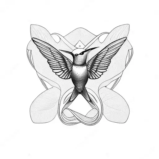 infinity symbol hummingbird flower tattoo design idea