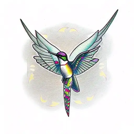 infinity symbol hummingbird flower tattoo design idea
