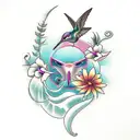 Hummingbird,flowers, infinity symbol tattoo design idea