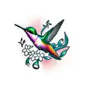 Hummingbird,flowers, infinity symbol tattoo design idea