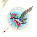 Hummingbird,flowers, infinity symbol tattoo design idea