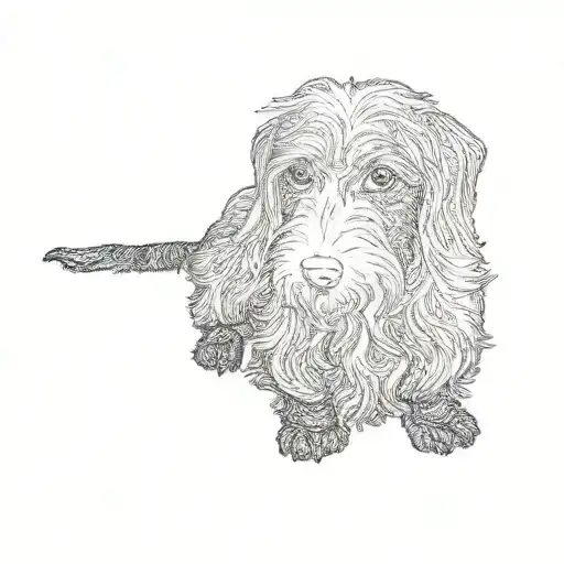 silky wire hair Dachshund tattoo design idea